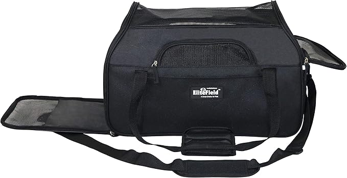 EliteField Soft Sided Pet Carrier (3 Year Warranty, Airline Approved), Multiple Sizes and Colors Available (Medium: 17" L x 9" W x 12" H, Black)
