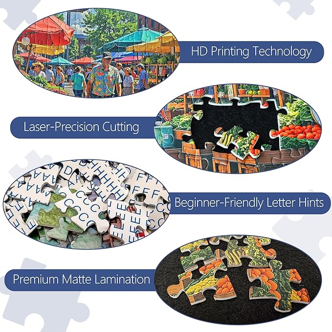 Country Fair Jigsaw Puzzles 1000 Pieces for Adults -Challenging Farmer's Market Day Art, Premium Matte Finish, 27.56 x 19.68 Inches, Perfect for Game Nights