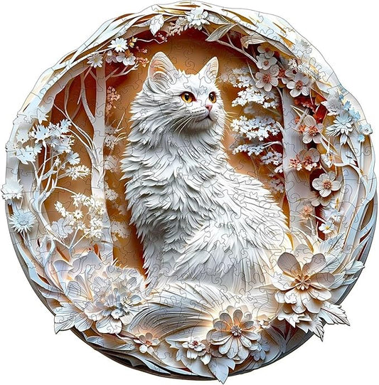 Wooden Puzzles Adults, 3D Cats Wooden Puzzles 300 Pieces, Unique Animal Shaped Wood Challenging Jigsaw Puzzles Gifts for Adults, 13.4x13.4in