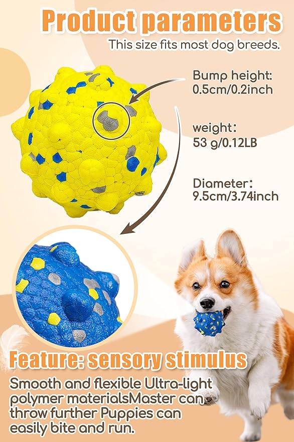 3.7'' Dog Balls for Dogs Aggressive Chewers Indestructible Tennis Durable Bouncy Interactive Dog Toy for Fetch Game Floating Balls (Blue Large)