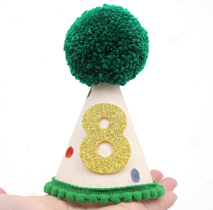 Pet Birthday Hat with Interchangeable Numbers 1-10 | Adjustable Pet Party Cone Hat for Dogs & Cats | Puppy Birthday Photo Props for 1st to 10th Birthday Celebrations (Beige Birtgday Pet Hat)