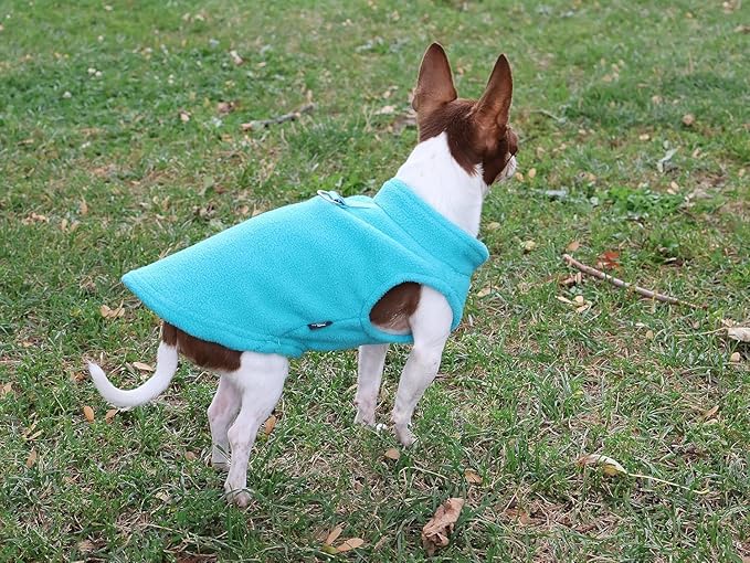 JACKO & CO - Fleece Vest Dog Sweater with Leash Ring - Soft, Warm & Lightweight Pullover Coat for Small & Medium Dogs, Puppies & Cats - Cozy Fall/Winter/Spring Pet Jacket (Turquoise, XXL 25-35lbs)