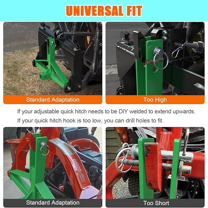 3 Point 2" Trailer Hitch Receiver Heavy-Duty for Category 1 Tractors Compatible with Kubota, BX, LM25H, WLM Tractor, NorTrac, Yanmar, Kioti, Cat (3 Point 2"-Green)