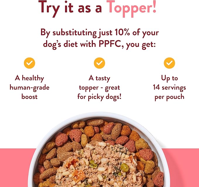 Portland Pet Food Company Fresh Dog Food Pouches Human-Grade Toppers Wet Pet Meal & Mix-Ins - Gluten-Free Limited Ingredient Wally’s Salmon N’ Rice - Large & Small Breed, Puppy to Senior - 8 Pack