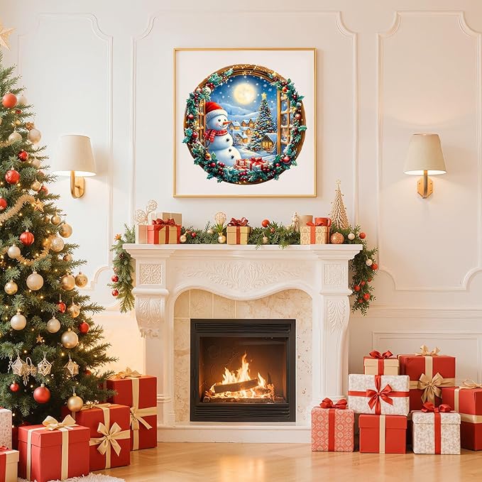 Wooden Puzzles for Adults - Snowman's Vigil Wooden Jigsaw Puzzle, Unique Animal Shaped Wood Puzzles Adult, Christmas Birthday Gifts for Friends/Family, Home Decor 8.5 * 8.2in 100pcs