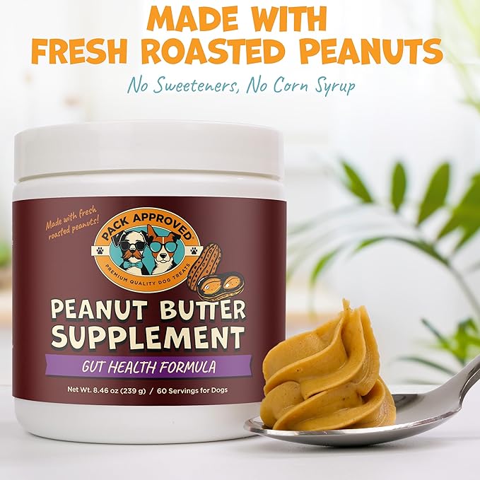 Dog Peanut Butter - with Prebiotic and Probiotic for Dogs to Boost Gut Health - Supports Digestive Support and Immune Support - Peanut Butter Treats - Gut Health (8.46oz)