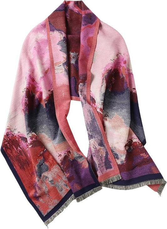 Jeelow Womens Pashmina Shawl Wrap Scarf - Elegant Dressy Evening Poncho Cape for Formal and Wedding Outfits