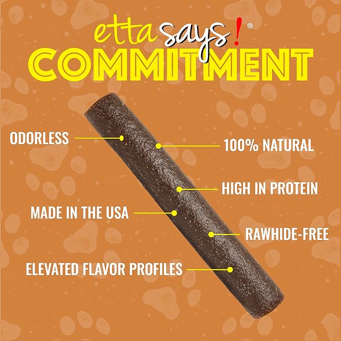 etta says! Deluxe Crunchy Dog Chews 7” Turkey - All Natural, Long-Lasting Chews - Made in The USA (20 Count Pack of 1)