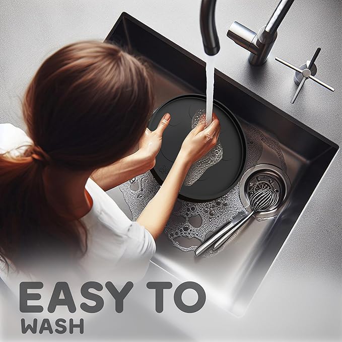 Dog Food Mat Round 10" - Raised Edges Dogs Mat for Food and Water Prevent Spill, Waterproof Cat Food Mats Protect Floors, Easy Clean Dog Bowl Mats for Food and Water, Silicone Pet Feeding Placemats