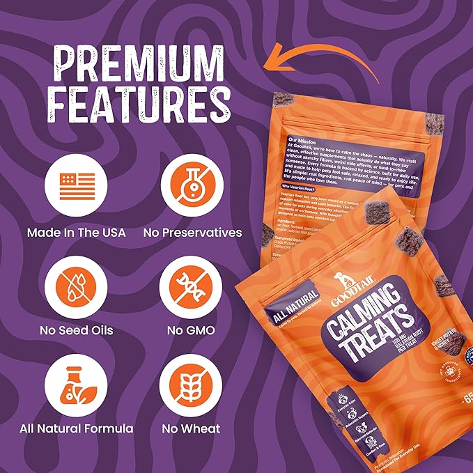 Dog Calming Chews for Dogs Natural Stress & Separation Puppy Support Sleep aid for Dogs – Valerian Root Relief – Pet Cat Calming Treats for Cats Dog car Accessories, Fireworks Travel Thunder