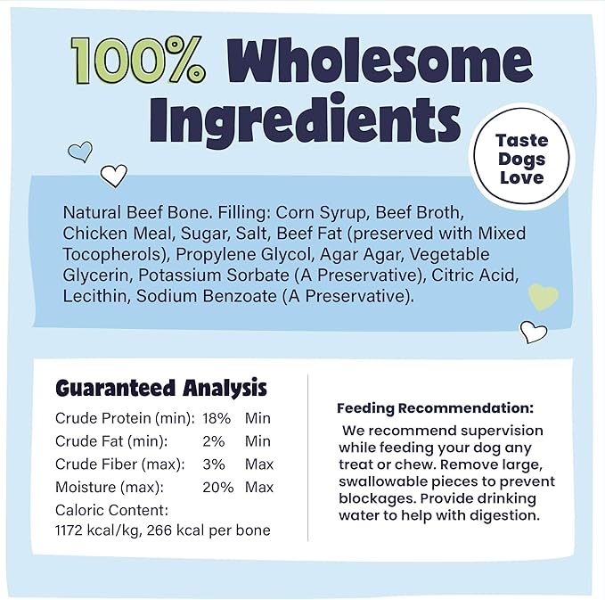Pawstruck Large 5-6" Filled Dog Bones, Beef Flavor - Made in USA, Long-Lasting Stuffed Femur for Aggressive Chewers, Dental Treat - Pack of 3, Packaging May Vary