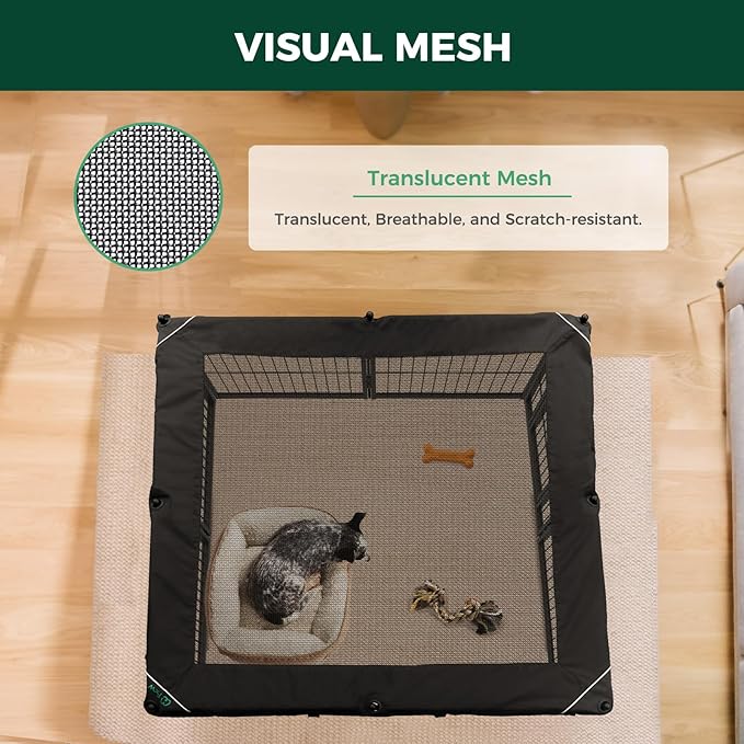 FXW Homeplus Unleashed Indoor Dog Playpen - Stress-Free and Safe Play, Heavy Duty 40 Inch 8 Panels with Playpen Cover for Medium and Large Dogs, Black│Patented