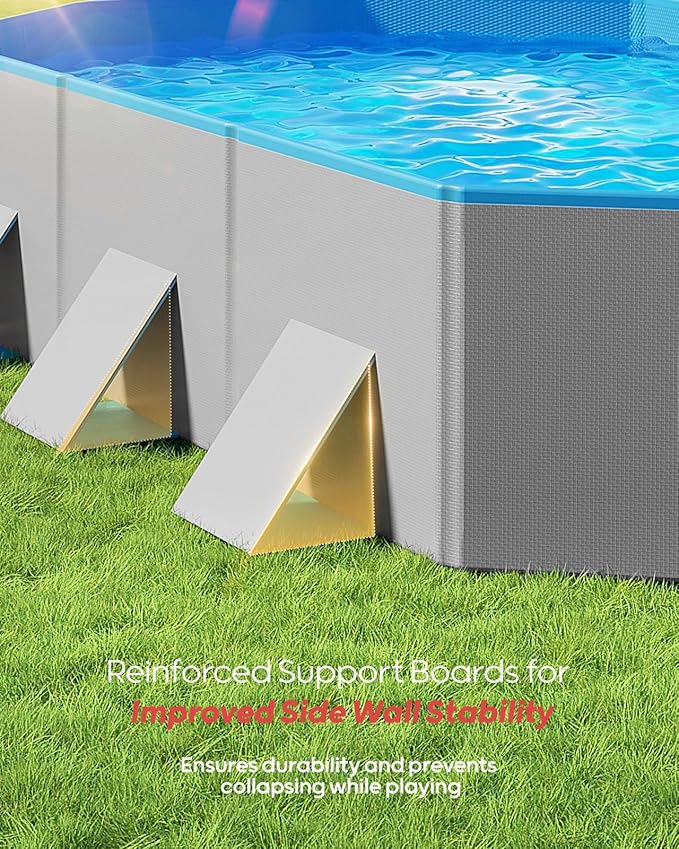 Peteast Foldable Dog Pool with Sturdy Square Design, Durable 71" Lx39 Wx12 D Extra Large Portable Pet Bathtub with Reinforced Sidewalls for Stability, Ideal for Indoor & Outdoor Use (Blue&Gray)