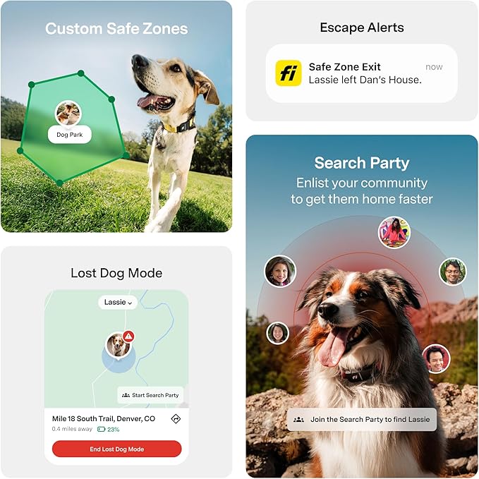 New Fi Series 3+ Smart Dog Collar - GPS Dog Tracker and Activity & New Fitness Monitor, Waterproof, LED Light, Escape Alerts, Nationwide Coverage [Free 6 Month Membership] (Pink, Small)