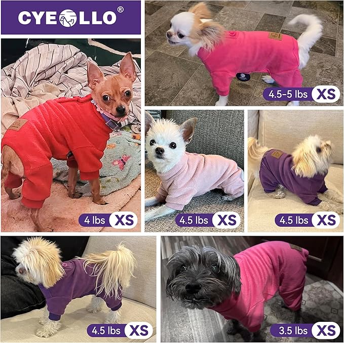 cyeollo Dog Pajamas Fleece Dog Pjs Jumpsuit Thermal Doggie Onesie Stretchy Doggie Pet Jammies Outfits for Dogs Cats Apparel, Navy XS