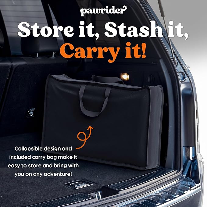 Back Seat Extender for Dogs Hard Bottom Foam - Sturdy Dog Hammock for Car Hard Bottom Car Seat Cover for Dogs with Seatbelt, Carrying Bag, Hair Remover- Dog Backseat Cover SUV, Car, Truck