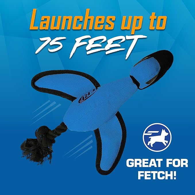 Nerf Dog Large Nylon Launching Duck with Interactive Design, Blue (3473), for All Breed Sizes