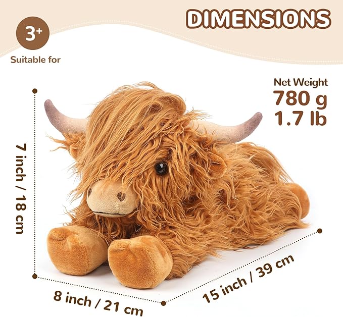 Highland Cow Stuffed Animals, Microwavable Stuffed Animals Heating Pad for Cramps, Pain Stress Relief, Heatable & Coolable Lavender Scented Cow Plush Toy for Anxiety, Women Kid Bedtime Highland Cattle