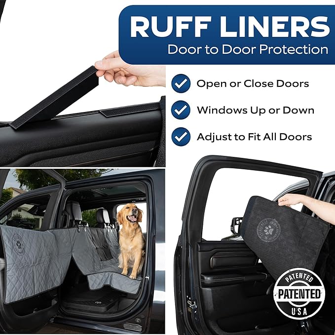 Ruff Liners Large Dog Seat Cover, 2024 Gray – As Seen on Shark Tank – Back Seat Protector for Full-Size Trucks – Waterproof, Machine-Washable, Touch Fasteners & Belt Slots – Heavy-Duty Dog Hammock