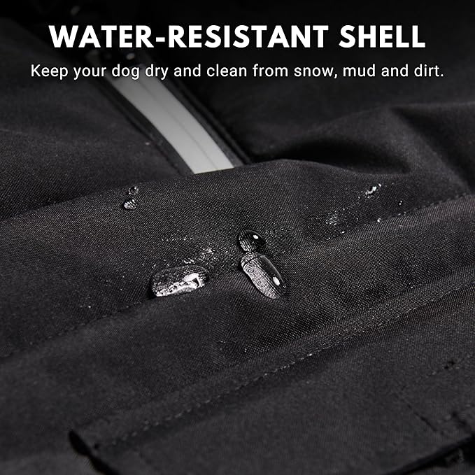 Spark Paws Dog Winter Jacket, Water-Resistant Coat, Warm Reflective Windproof Fleece-Interior, for Medium and Large Dogs - Black - S