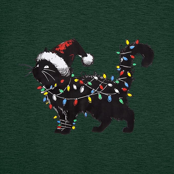 JINTING Cat Shirts for Women - Loose Fit Lightweight Long Sleeve Graphic Tee Fall Printed Crewneck Blouse Casual Tops