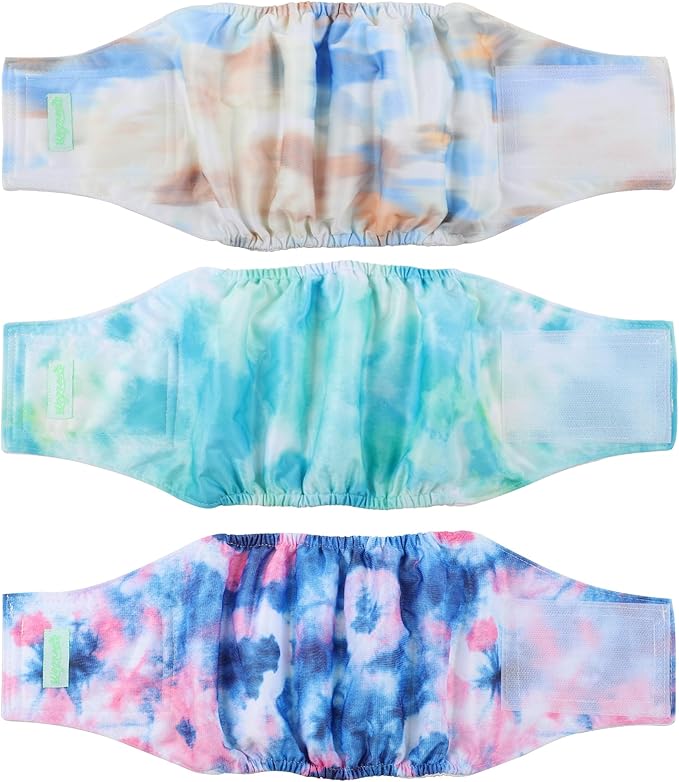 wegreeco Washable Male Dog Belly Band (Stylish Pattern)- Pack of 3 - Washable Male Dog Belly Wrap, Dog Diapers Male (Tie-dye, Sky, Medium)