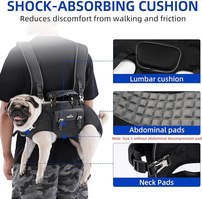 Dog Backpack Carrier for Dogs,Dog Lift Harness,Adjustable Padded Breathable Straps for Dogs, Disabled, Joint Injuries, Arthritis,M