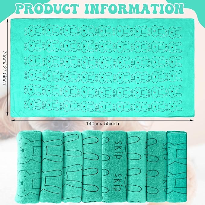 Peryiter 8 Pcs Dog Drying Towels Bulk 55'' x 28'' Pet Grooming Absorbent Microfiber Dog Bath Towels Quick Drying Puppy Bathing Towel for Small Medium Large Cats Pets Bathing Grooming(Cyan)