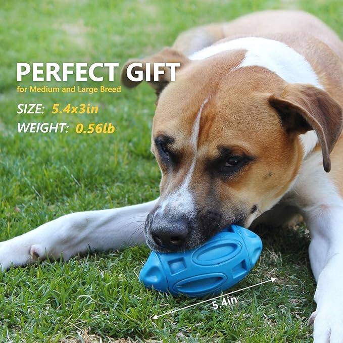 EASTBLUE Squeaky Dog Toys for Aggressive Chewers: Rubber Puppy Chew Ball with Squeaker, Almost Indestructible and Durable Pet Toy for Medium and Large Breed