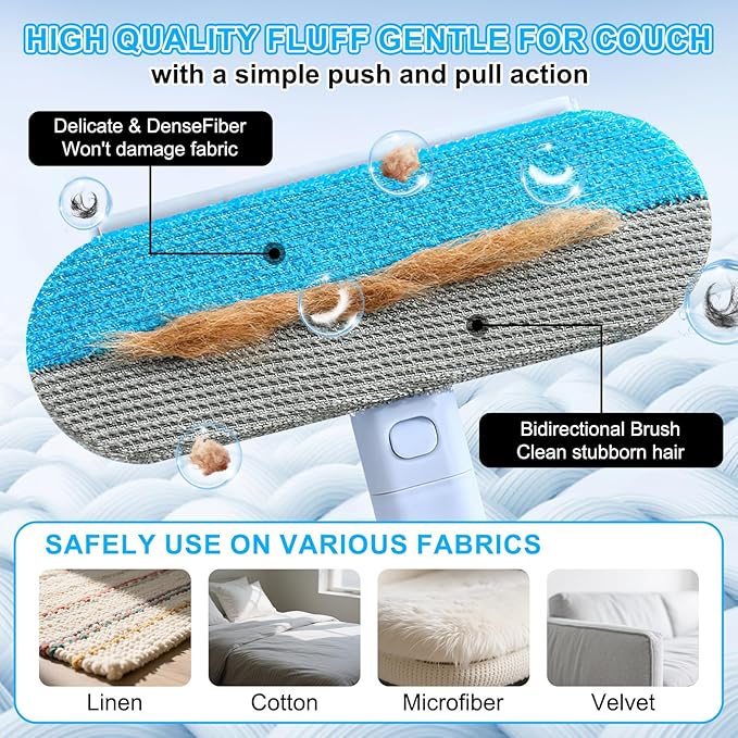 Extra Long 4-in-1 Reusable Pet Hair Remover, Pet Hair Removal Tool, Washable Multifunctional Hair Removal Brush for Furniture,Couch,Carpet,Clothes and Laundry (1Pcs)