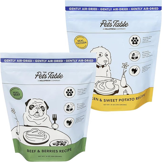 The Pets Table Mixed Grain Free and Grain Inclusive, Air Dried Dog Food 2 Pack - Beef & Berries + Chicken & Sweet Potato, 16 Ounce (Pack of 2)