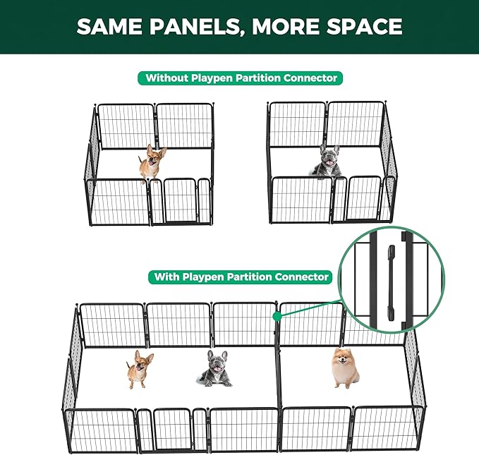 FXW Playpen Connector (Pack of 2), Playpen Accessories Only for FXW Dog Playpen, Designed for 24" Height FXW Homeplus/Rollick/Instant Playpen (Playpen Not Included), Black│Patent Pending