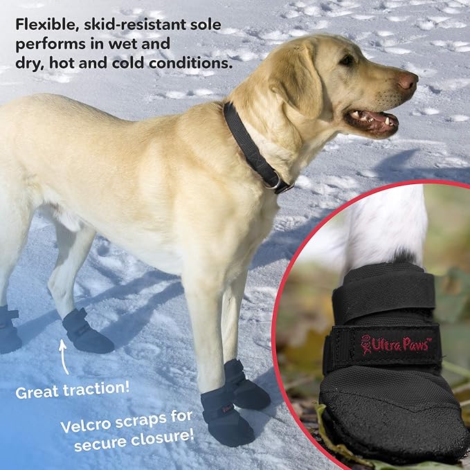 Durable Dog Paw Protector|Dog Boots|Dog Shoes|Black Light Duty Heat, Water Resistant Dog Booties for hot Pavement for Large Dogs (Size 8)