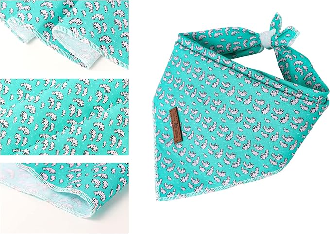 lionet paws Summer Dog Bandana Manatee for Small Medium Large Dogs, Cat Dog Kerchief Triangle Bibs Scarf for Male Female