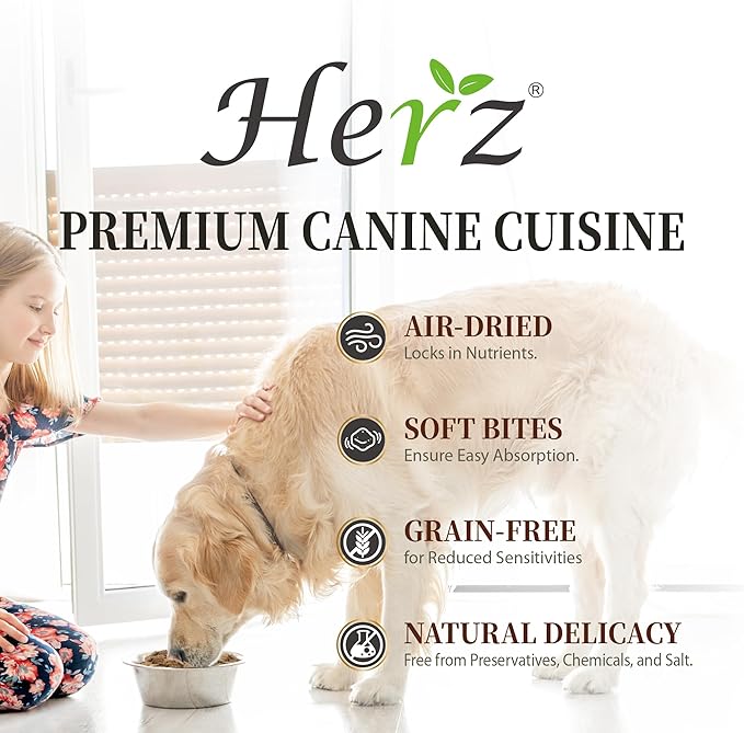 Herz Air-Dried Dog Food Turkey & Duck Liver Recipe 2.2 lb, All-Natural, High-Protein, Grain-Free, Limited Ingredients, Complete & Balanced, Premium Canine Cuisine