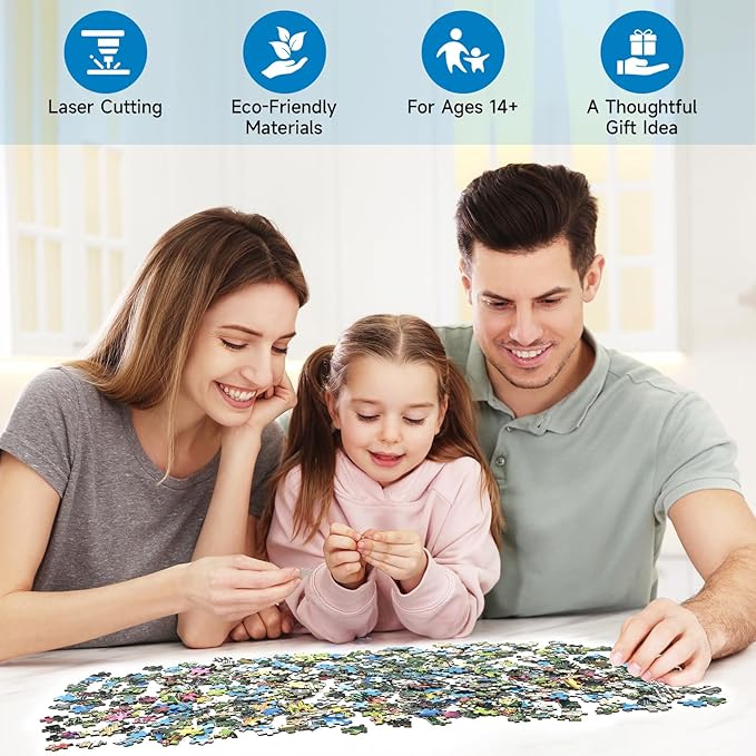 Puzzles for Adults 1000 Pieces, Majestic Elk in Mountain Lake Fall Landscape Puzzle with Letters on Back, Nature and Wildlife Jigsaw Puzzle for Relaxation, Gift for Game Night(28"x20")