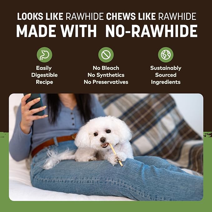 Earth Animal No Hide Stix - Long Lasting Rawhide Free Small Dog Chews Sticks, Pork - 80 Count Extra Value Pack