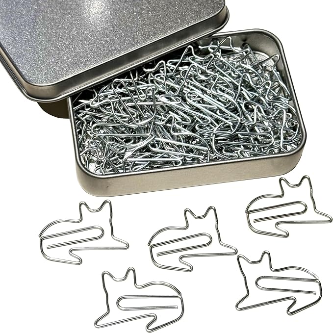 Cat Cute Paper Clips, 60PCS Cat Shaped Paper Clips Animal Bookmarks Clips, Assorted Colors, Fun Office Gifts for Women Men Coworkers Teachers Students Girls Boys, Christmas Gifts