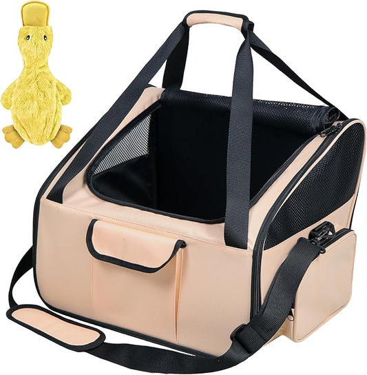 Dog Car Seat & Versatile Pet Carrier - 2in1 Dog Carriers for Small Dogs, Durable Polyester, Adjustable Straps, Breathable Mesh, Removable Pad, Toy Included - Ideal for Stress-Free Travel