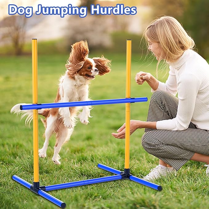 Dog Agility Training Hurdles, Indoor Outdoor Use, PVC,Includes Carrying Bag (1 Set)