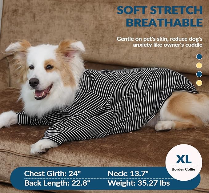 ROZKITCH XXXL Dog Sweaters for Large Dogs Girl Boy, Striped Fleece Sweatshirts for Pet Fall Winter Daily Wear Outdoor Walk Hiking Travelling Spring Alaskan Malamute, St. Bernard Blackwhite 3XL