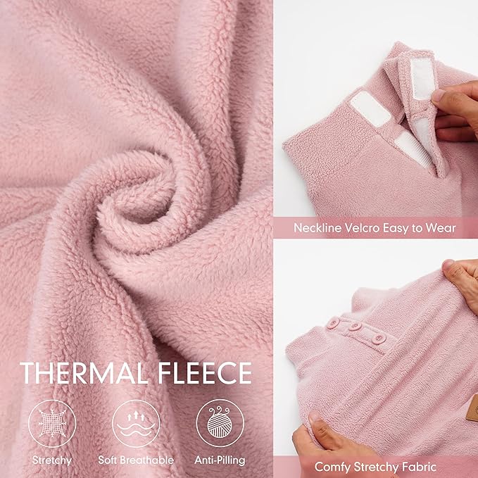 cyeollo Dog Pajamas Warm Fleece Coat Stretchy Jumpsuit Thermal Winter Dog Clothes Cozy Pet Onesie Cold Weather Coats for Small Dogs Apparel, Pink XL