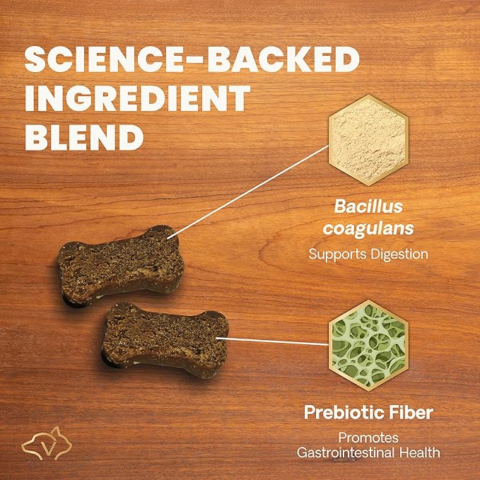 VetriScience Gut Health Chews, Probiotic Everyday Digestive Supplement for Dogs, Pet Probiotics for Digestion Support, Gas and Diarrhea, Immune Support, 1 Billion CFU Per Chew, Duck, 120 Count