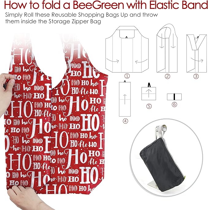 BeeGreen Geography Reusable Grocery Bags Bulk 10 Packs X-Large, Reusable Shopping Bags Foldable for Groceries, Vegetables, Fruits Watertight Bulk Tote Bags Washable For Women Men