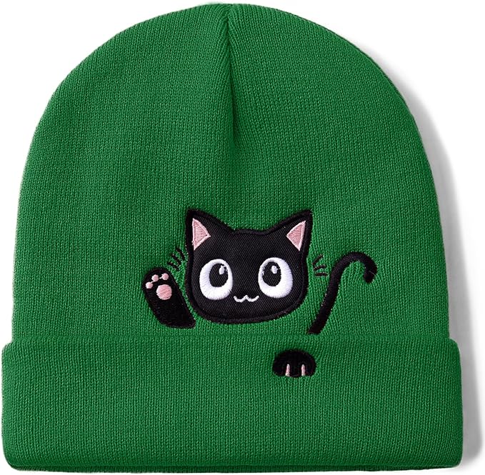 Cat Beanie Hats for Women Cute Cat Lovers Gifts Women's Winter Animal Knitted Hats for Girls