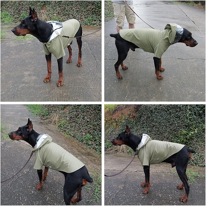LoveLonglong Premium Waterproof Dog Raincoat with Reflective Safety Features Pet Raincoats for Large Medium Small Dogs Khaki XL