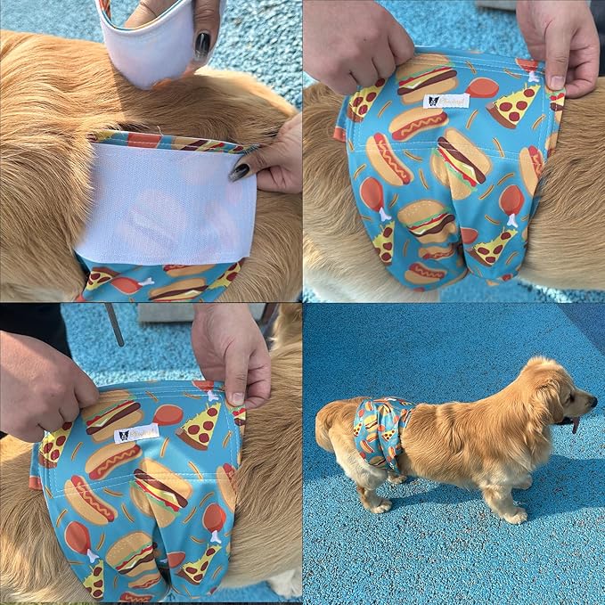 Dog Diapers Male Large High Absorbing Belly Band for Male Dogs Washable Male Diapers for Dogs with Cute Patterns 5packs (L, 14” - 18” Waist)