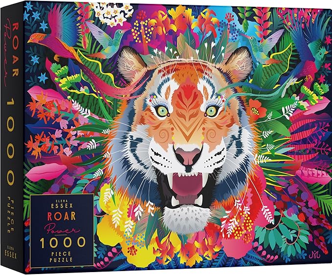 Elena Essex Jigsaw Puzzles 1000 Pieces - Roar Power, Puzzles for Adults 1000 Pieces, 1000 Piece Puzzle, Cool Animal Tiger cat Puzzle, Size 20x28 inches