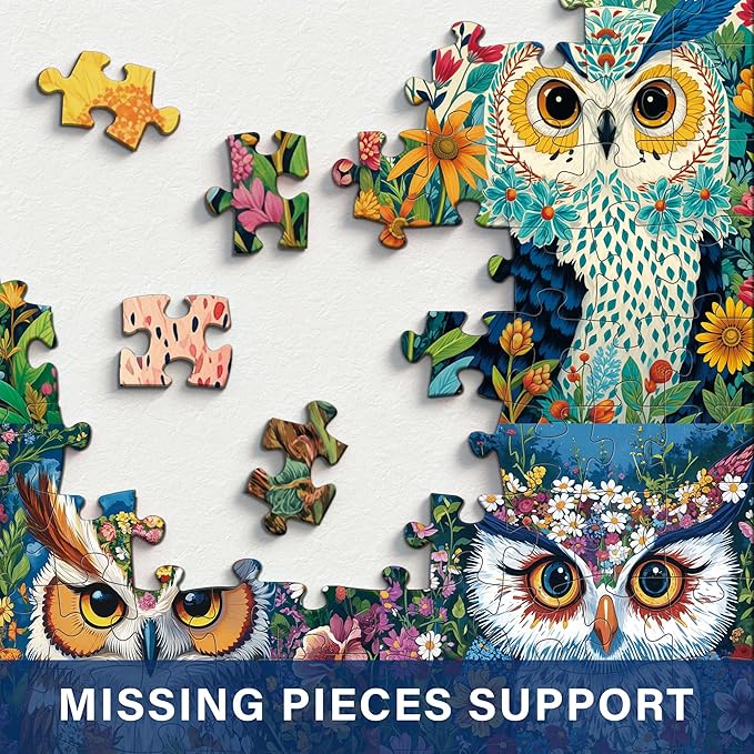Vintage Collaged Owl Jigsaw Puzzles 1000 Pieces for Adults -Challenging Impossible Bird Art, Premium Matte Finish, 27.56 x 19.68 Inches, Perfect for Game Nights