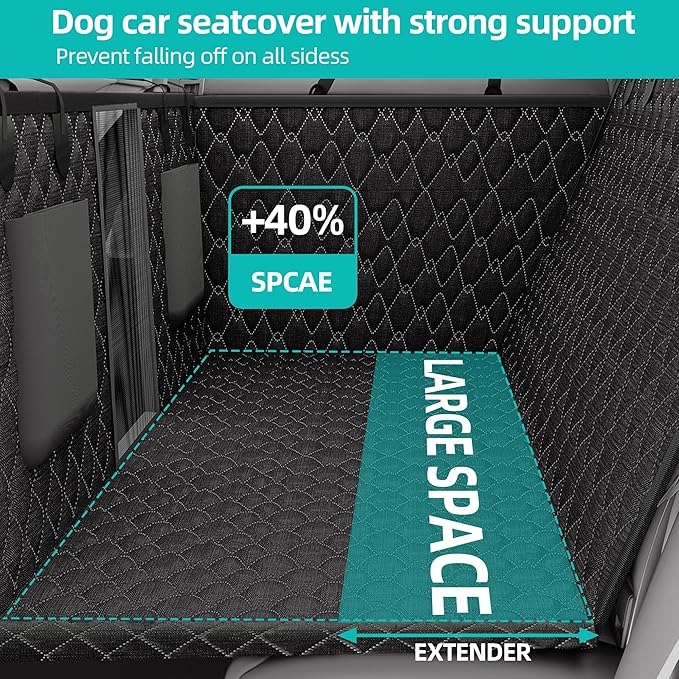 Back Seat Extender for Dogs Hard Bottom Dog Car Seat Cover for Back Seat Heavy Duty Scratch Proof Nonslip Durable Soft 100% Waterproof Dog Hammock for Car Truck SUV